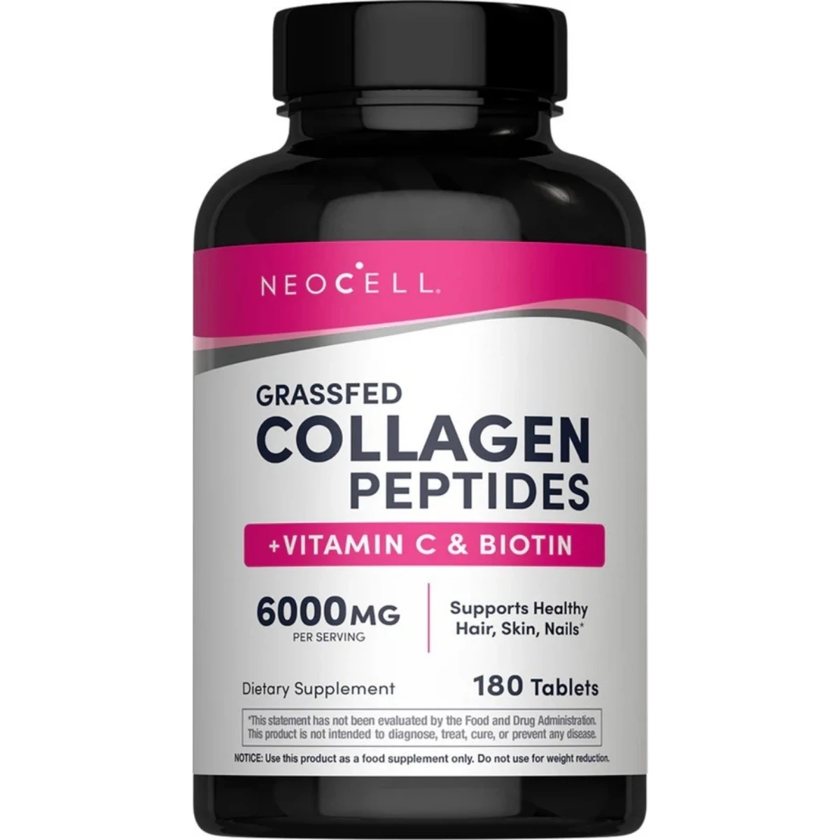 Grassfed Collagen Peptides + C & Biotin, 180 tablets